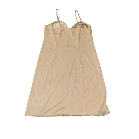 Vintage Beige Full Slip Lingerie Dress With Lace Trim - Picture 3 of 3
